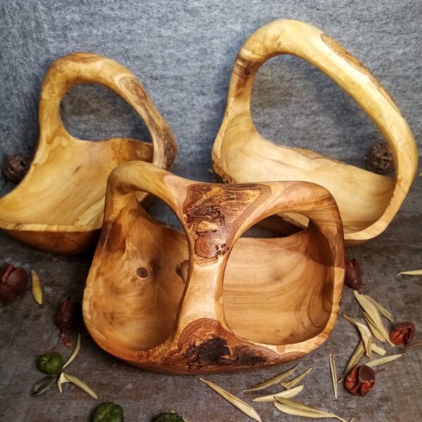 Bol En Bois D'olivier Avec 3 Compartiments - 20 Cm - Pour Apéro, Table, Décoration Naturelle